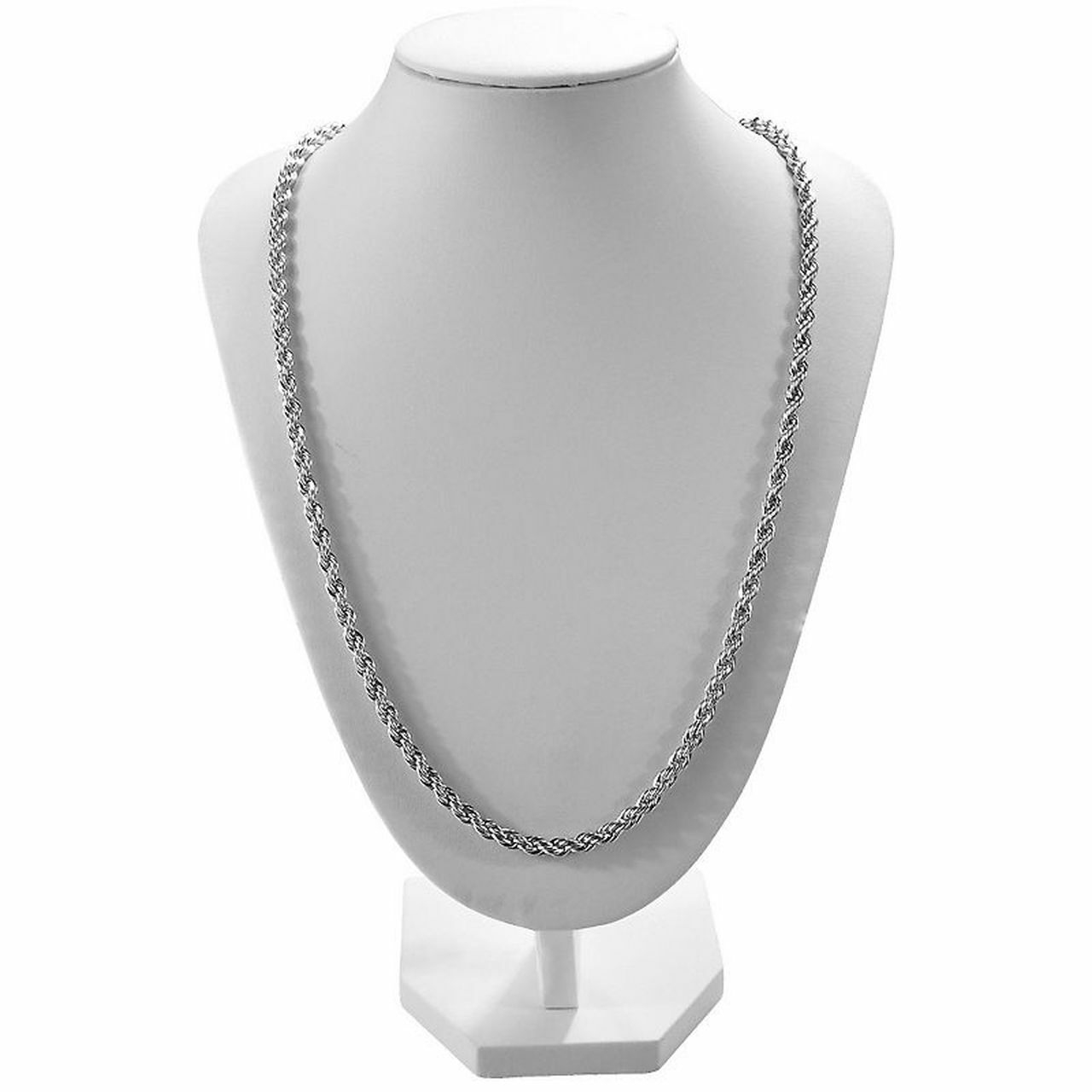 ROPE Chain necklace 14 KT White Gold Overlay 24 inches long 6 mm wide
