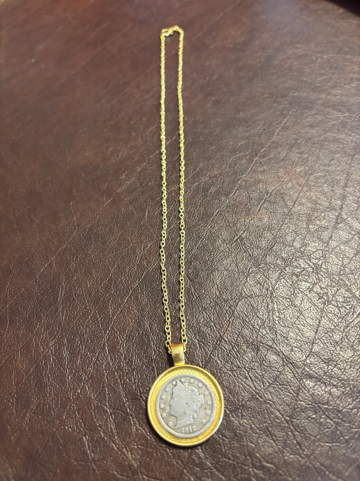 1912 Liberty Nickel on a Gold Tone Chain