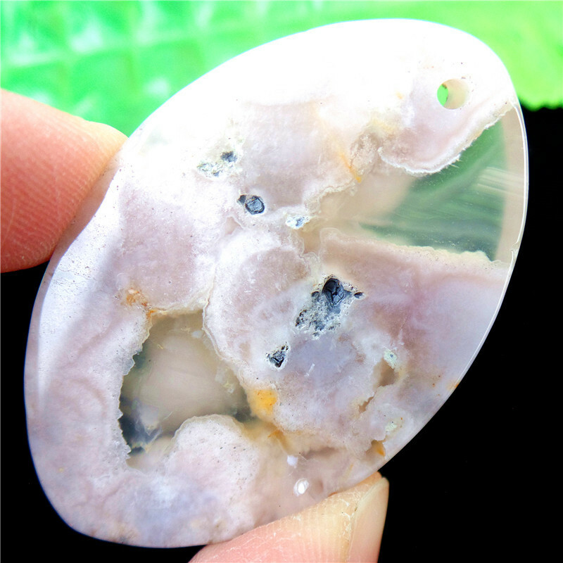 47x30x7mm Natural Cherry Blossom Agate Crystal Marquise Pendant Bead EA85477