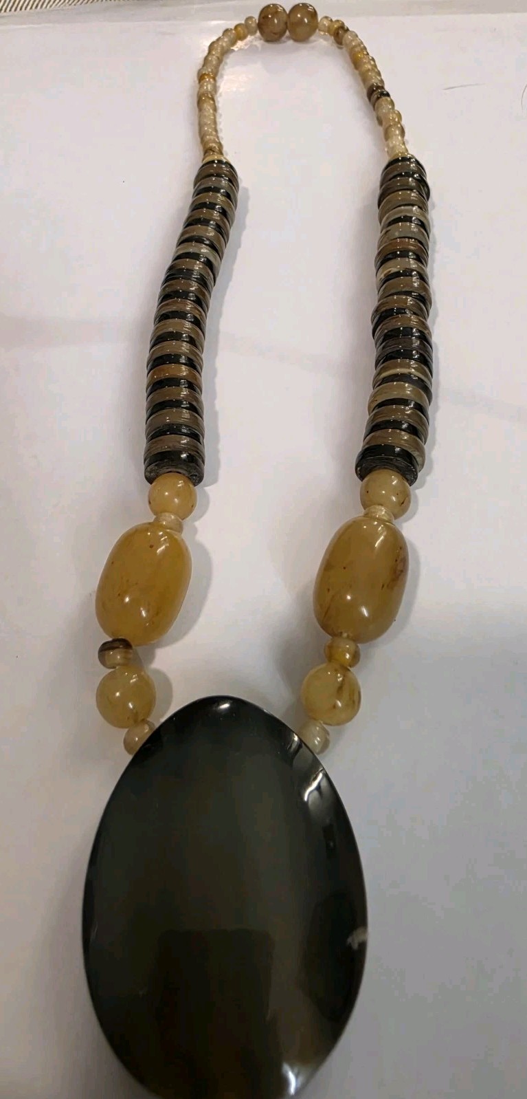 Beautiful Multicolor Long Resin Bead Necklace With Pendant