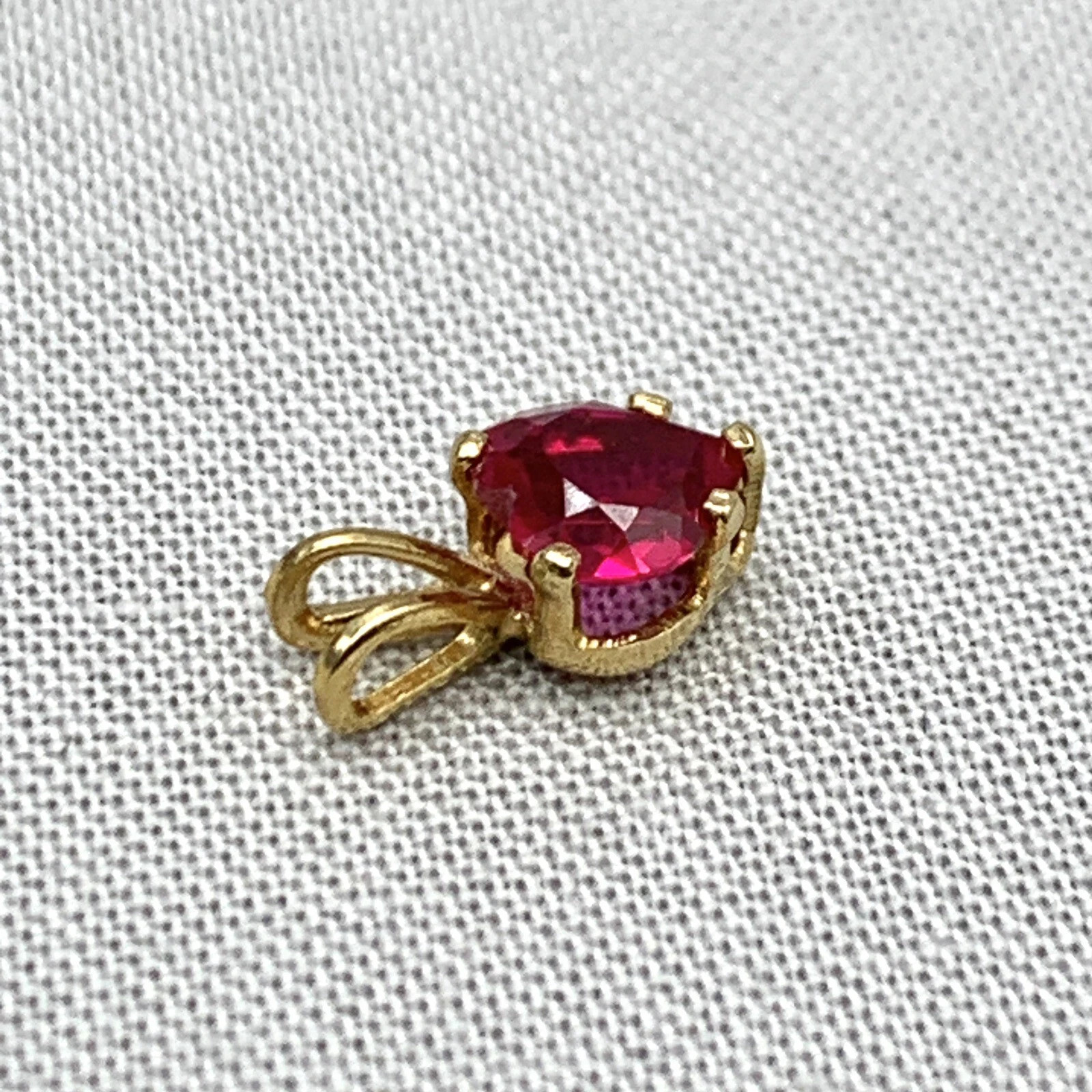 Lab Created Red Ruby 2Ct Heart Cut 14K Yellow Gold Plated Women’s Heart Pendant