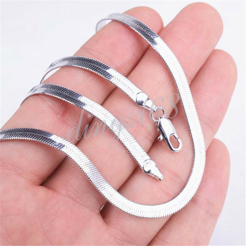 Genuine 18K White Gold Filled 16″-24 inch Italian Herringbone Chain Necklace K14
