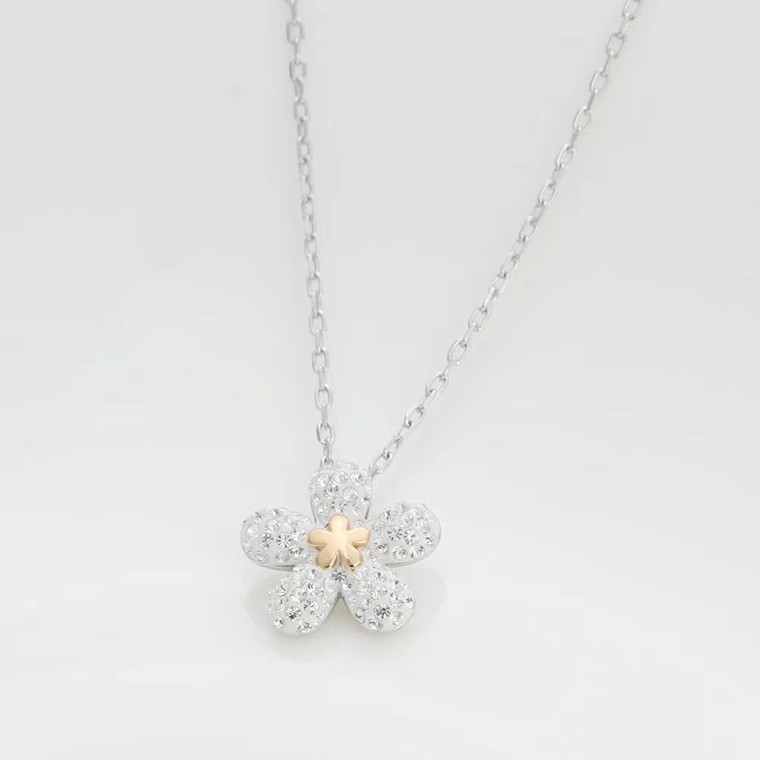 Swarovski Elements Crystal Tough Flower Necklace & Earrings, Chic Floral Jewelry