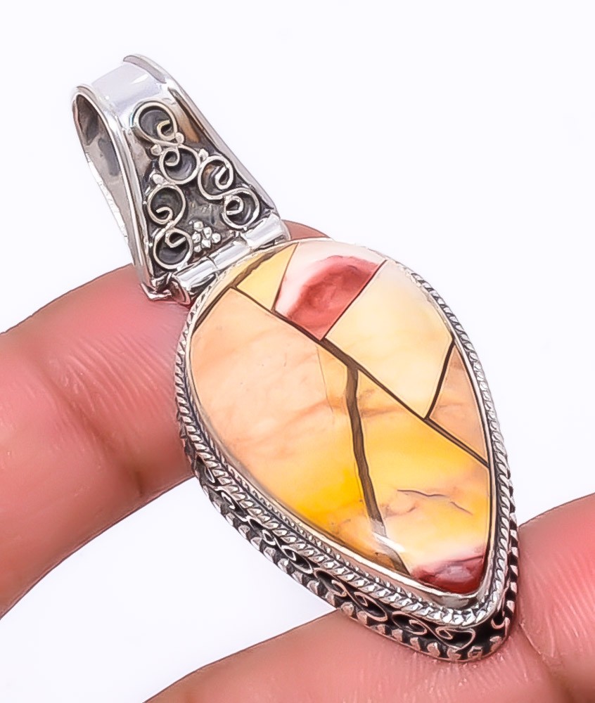 Brecciated Mookaite 925 Sterling Silver Fine Art Pendant 2.15″ A369 Gift for her
