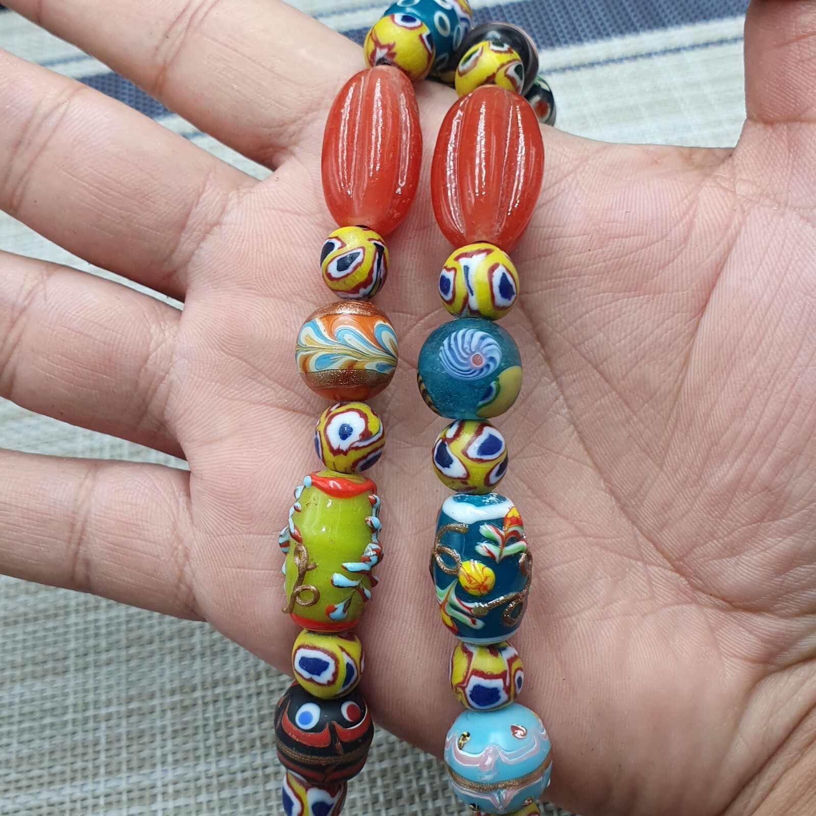 Vintage Venetian Style Mix Glass With Old Face Glass Pendant Necklace