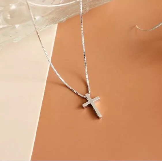 Cross Pendant Necklace Sterling Silver Plated