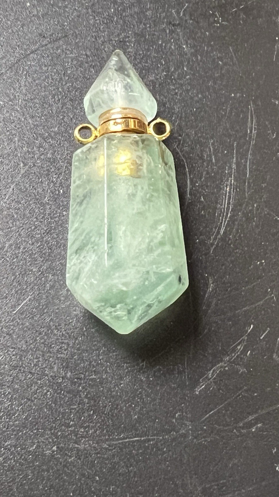 Double Pointed Perfume Bottle Pendant Vial Amazonite