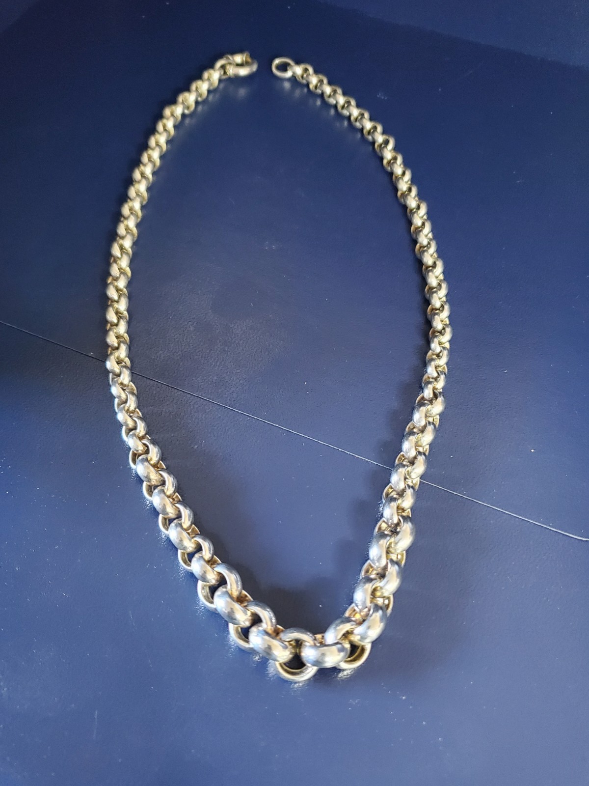 Vintage Rolo Chain 22 INCH Necklace Real Solid 925 Italy,b