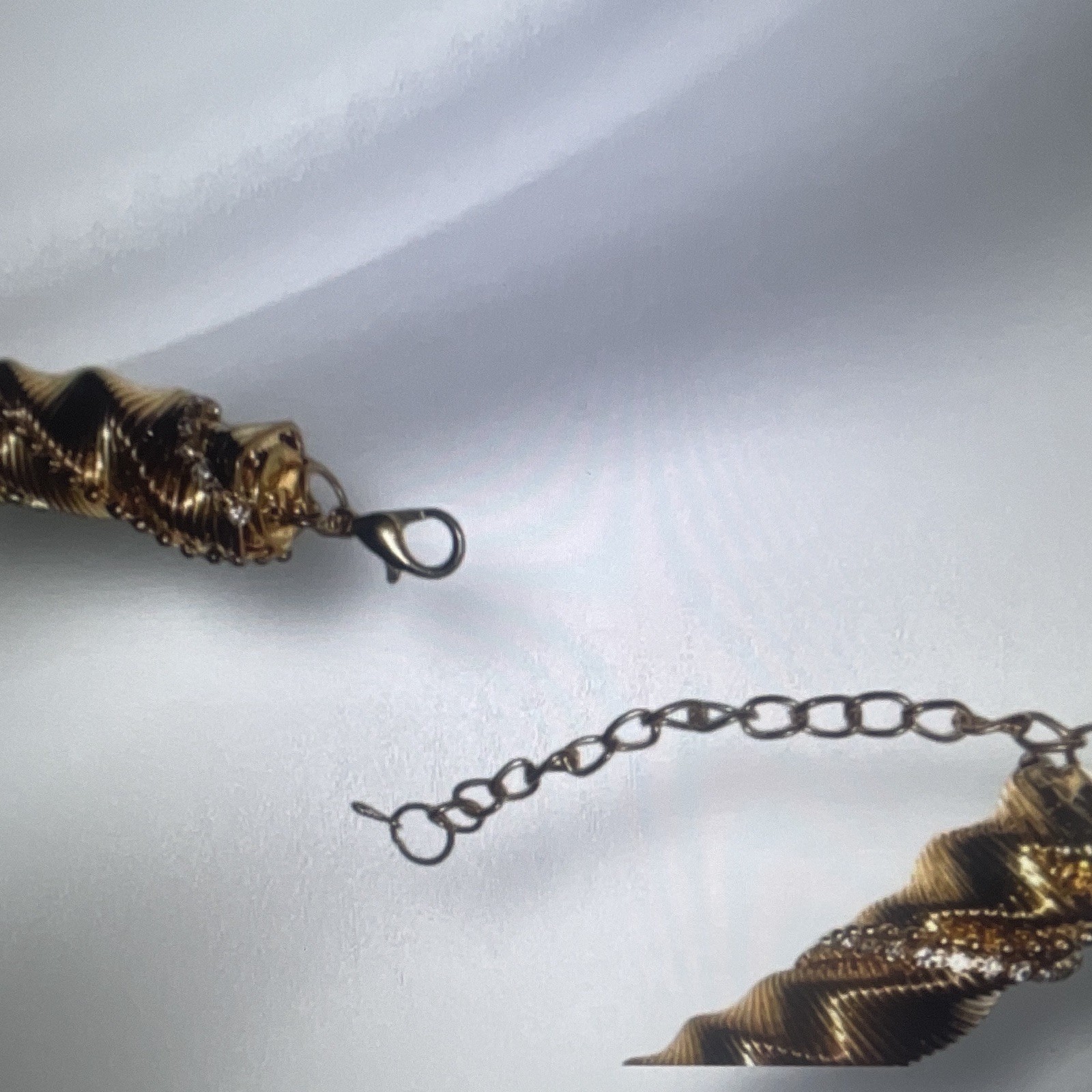 Gold Twisted Snake Chain Necklace, Adjustable Extender, Hook