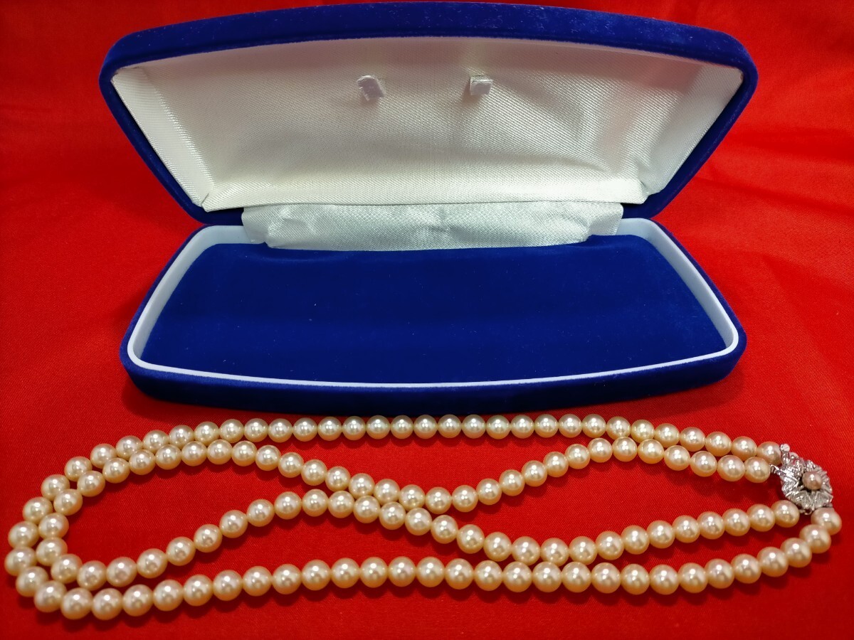 Akoya Genuine Pearl Necklace Pink 6.9mm-7.2mm Silver Fittings 46cm From Japan