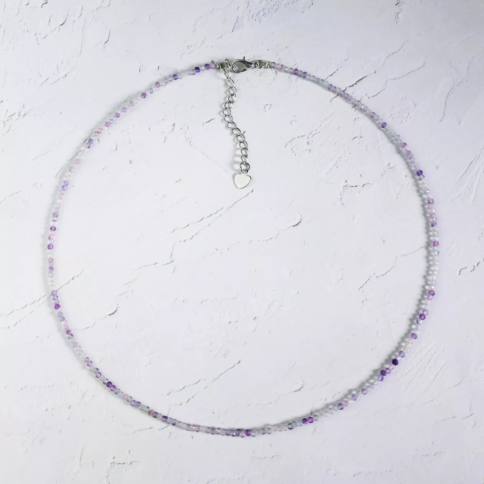 Natural Rainbow Fluorite Choker 2mm Crystal Gemstone Bead Dainty Choker Necklace