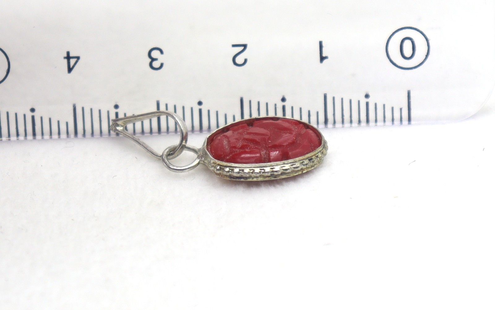 Natural Carving Coral Orange Color Gemstone German Silver pendant 1 Inch