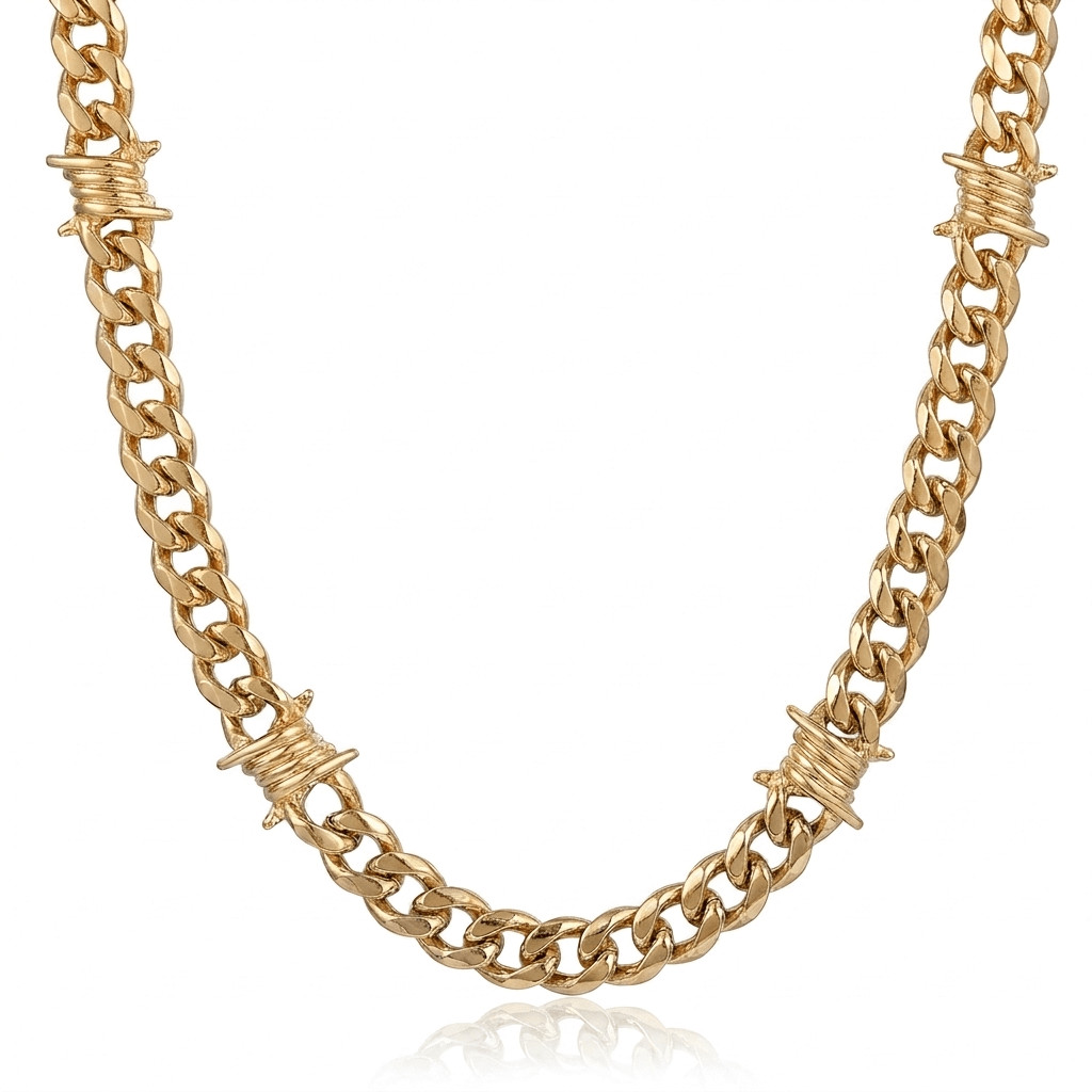 Barbed Wire Cuban Necklace