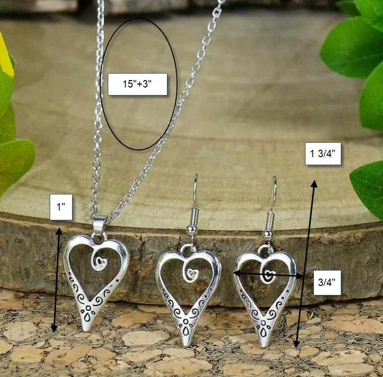 BRIGHTON BEACH Heart Earrings and Necklace Jewelry Set