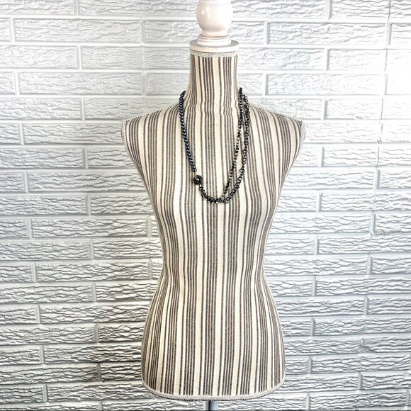 Black & Grey Asymmetrical Rhinestone Necklace Stocking Stuff Gift Idea