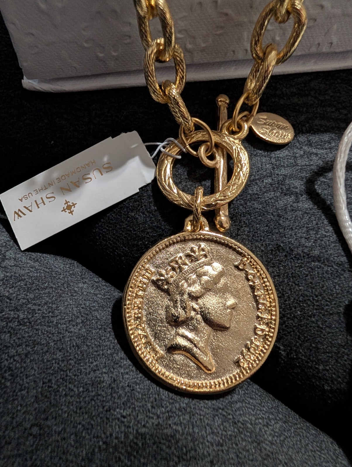 Susan Shaw Queen Elizabeth Coin Toggle Necklace