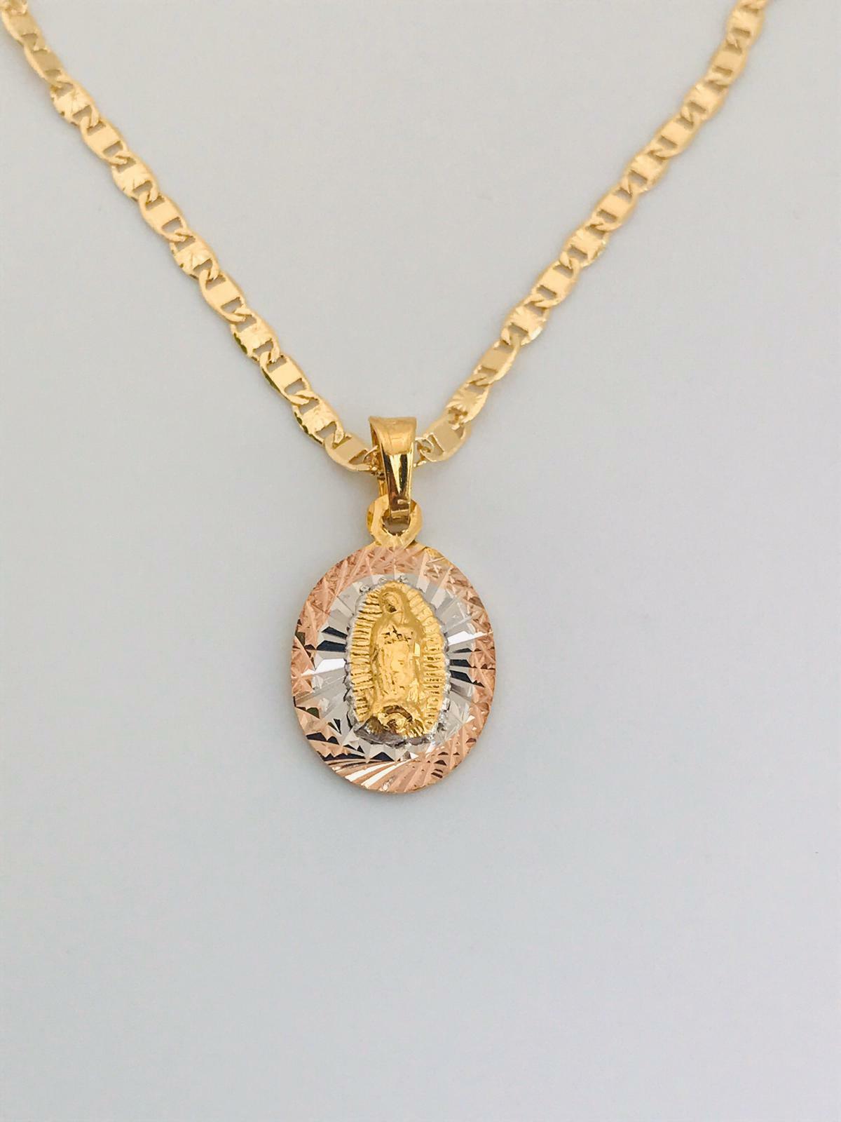 Cadena y Medalla de Guadalupe para Mujer Oro Laminado, Virgin Guadalupe Necklace
