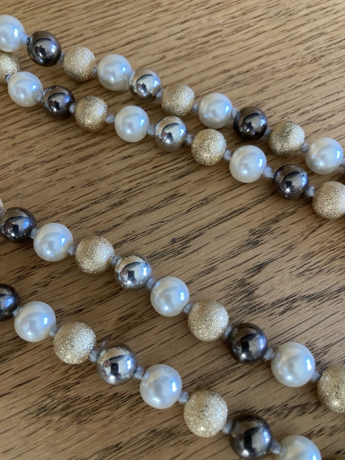 Vintage Genuine Pearls Crystal Beads Knotted Double Strands Necklace $300 New