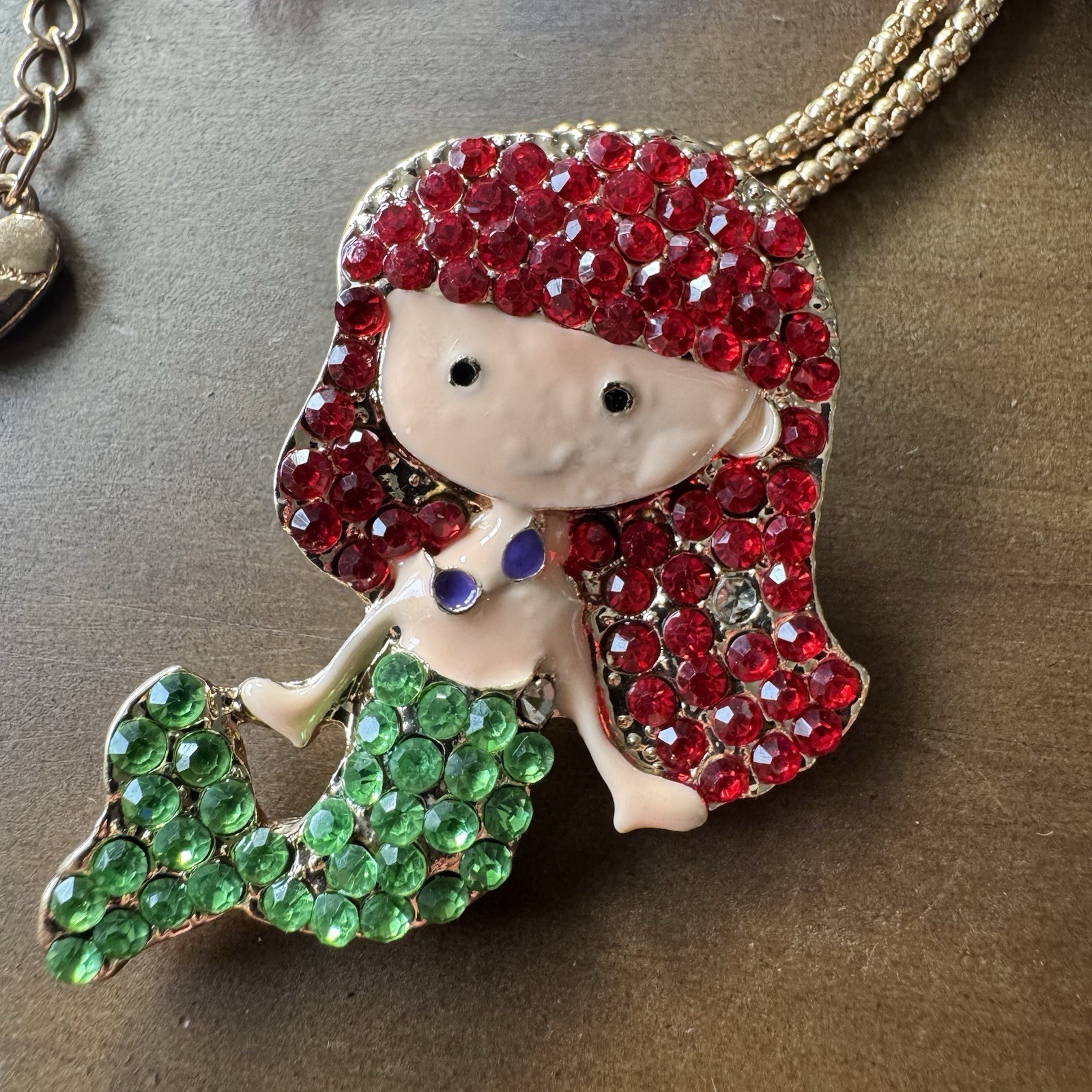 NEW Betsey Johnson Little Mermaid Pendant Necklace Disney Parks Rhinestones