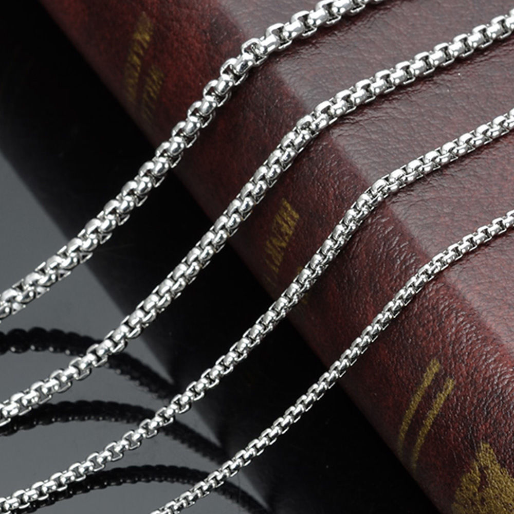 2/2.5/3/3.5mm Wholesale Lot Of Silver Stainless Steel Box Chain Necklace 18″-30″