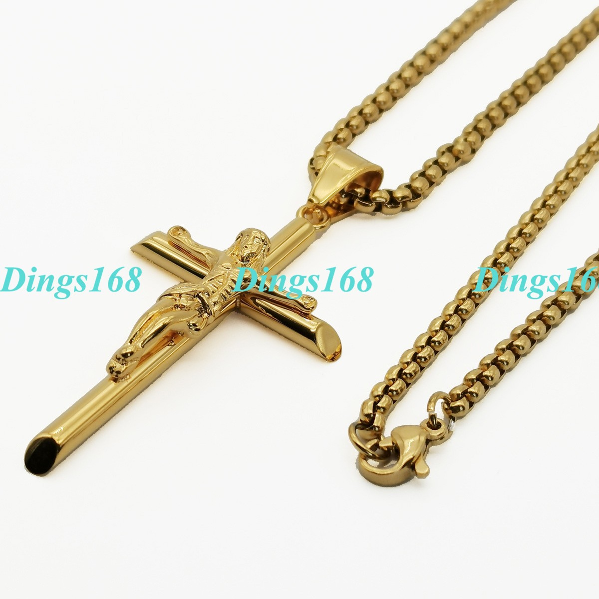 18K Gold Filled Crucifix Cross Necklace+16/18/20/22/24/26/28/30″-38″ J378 Yellow