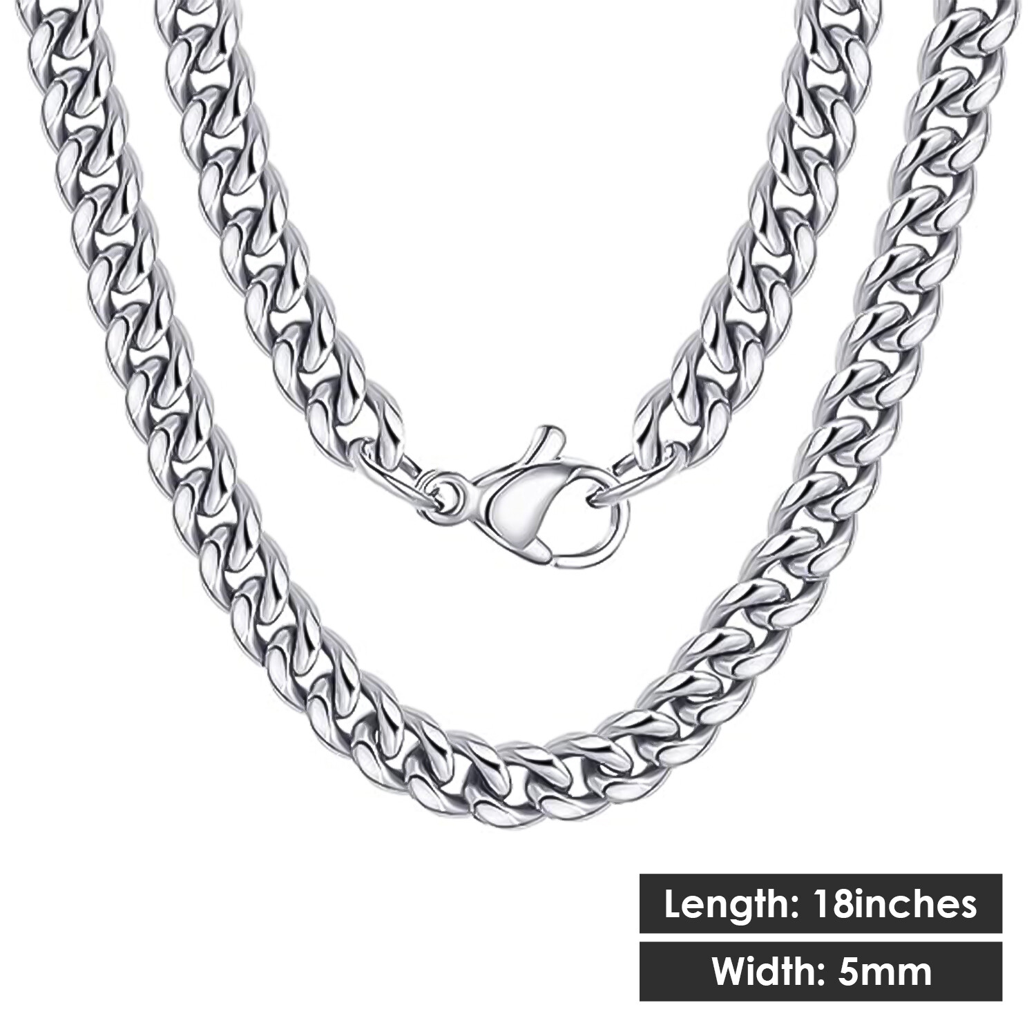 Valentine’s Day Gift 18-24” Stainless Steel Cuban Necklace Curb Chain Fashion
