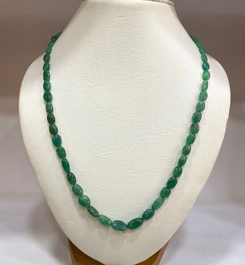 AAA+ Zambian Emerald Smooth Oval Beads, Emerald Oval Beads Necklace, 1 Stand.
