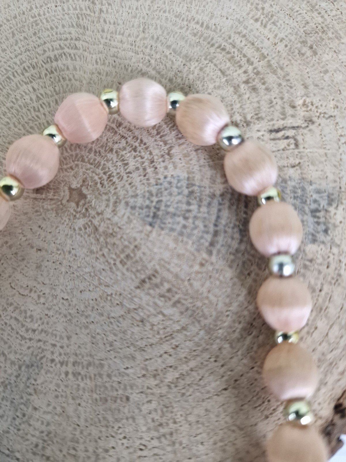 Vintage Satin Silk Thread Long Pale Pink Beads 1940-1970’s