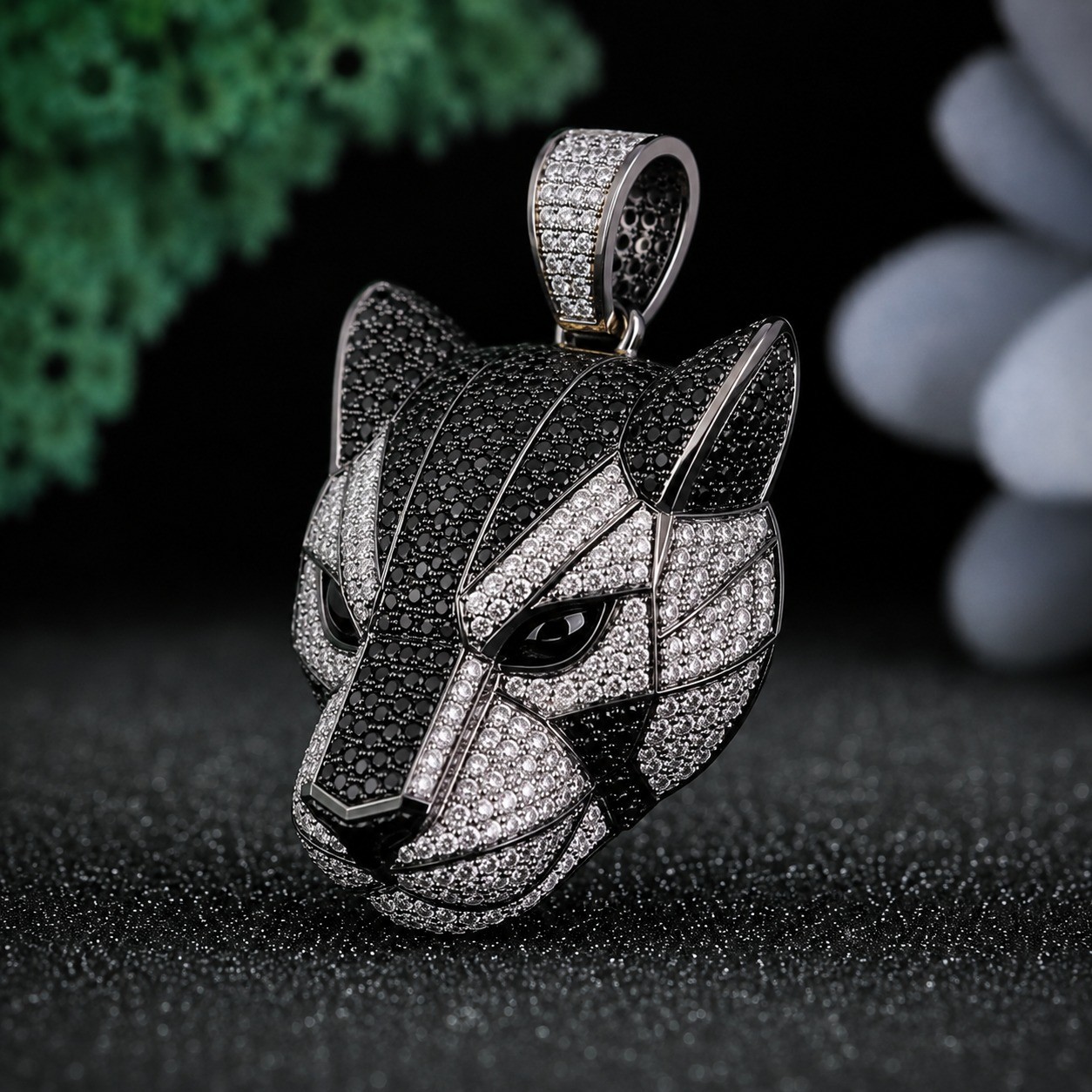 Panther Head Moissanite Pendant 925 Sterling Silver Black Diamond Hip Hop Charm