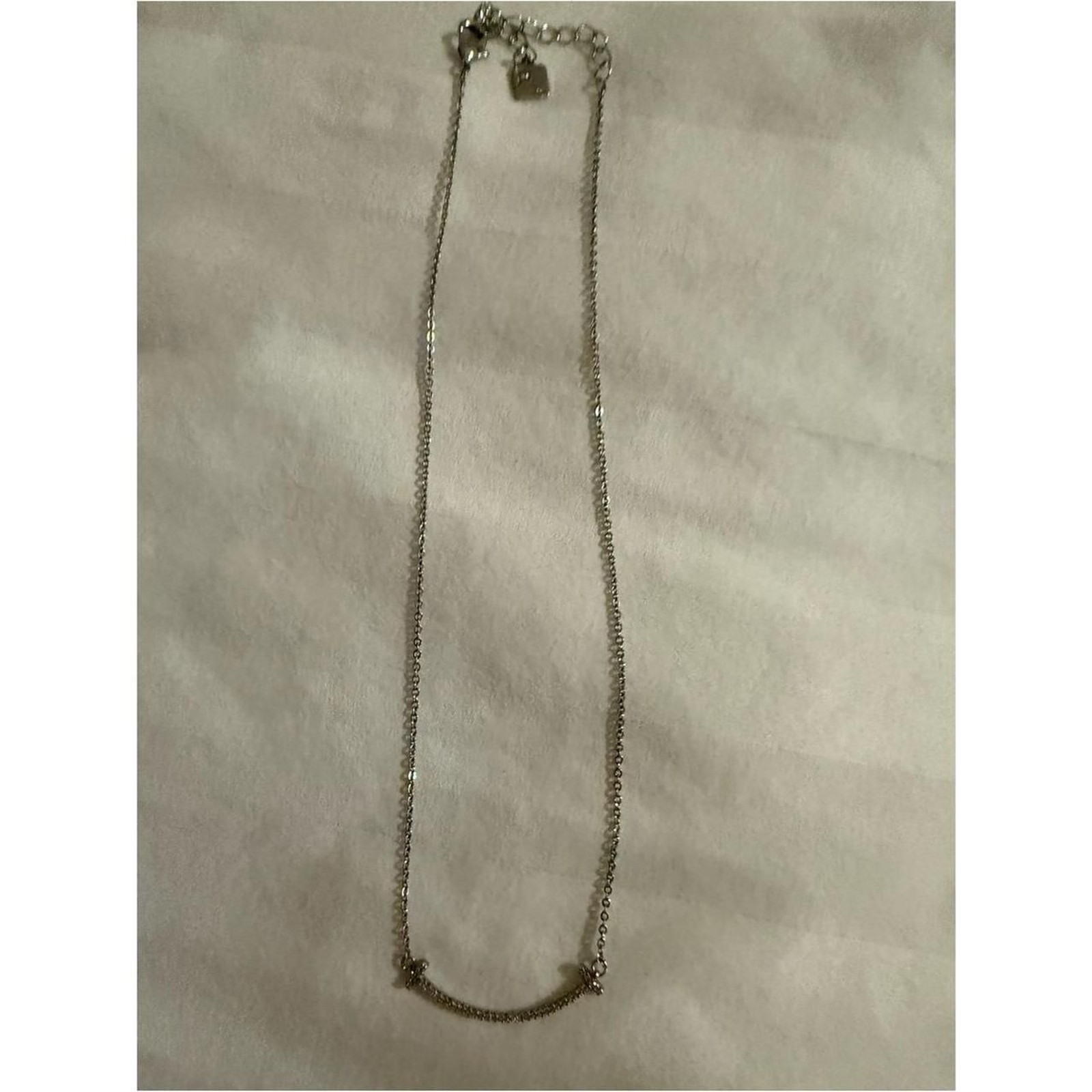 Park Lane Silver Happy Necklace With Pave Stone