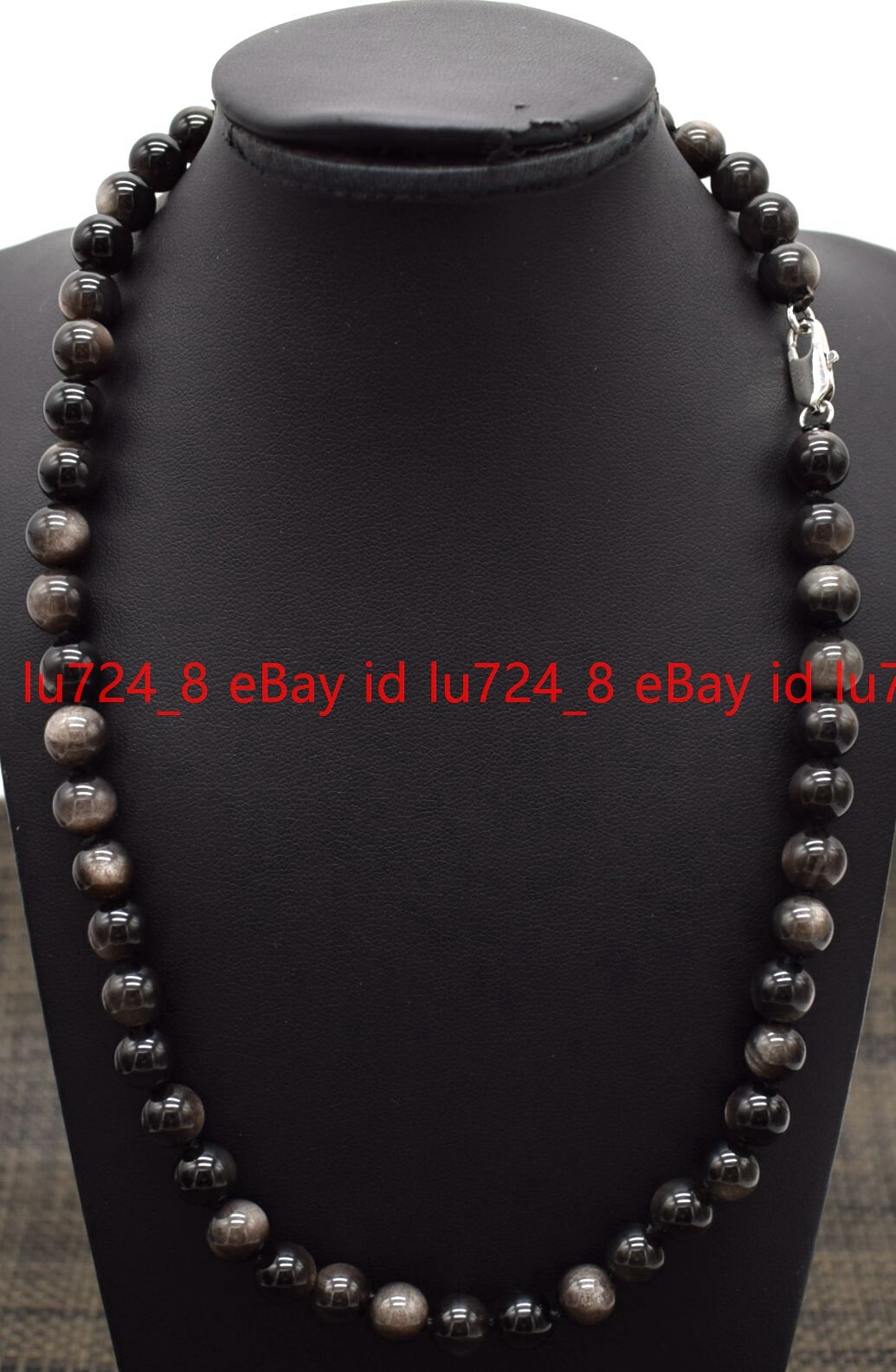 Multiple Styles 8mm Natural Silver Obsidian Round Gemstone Beads Necklace 14-36″