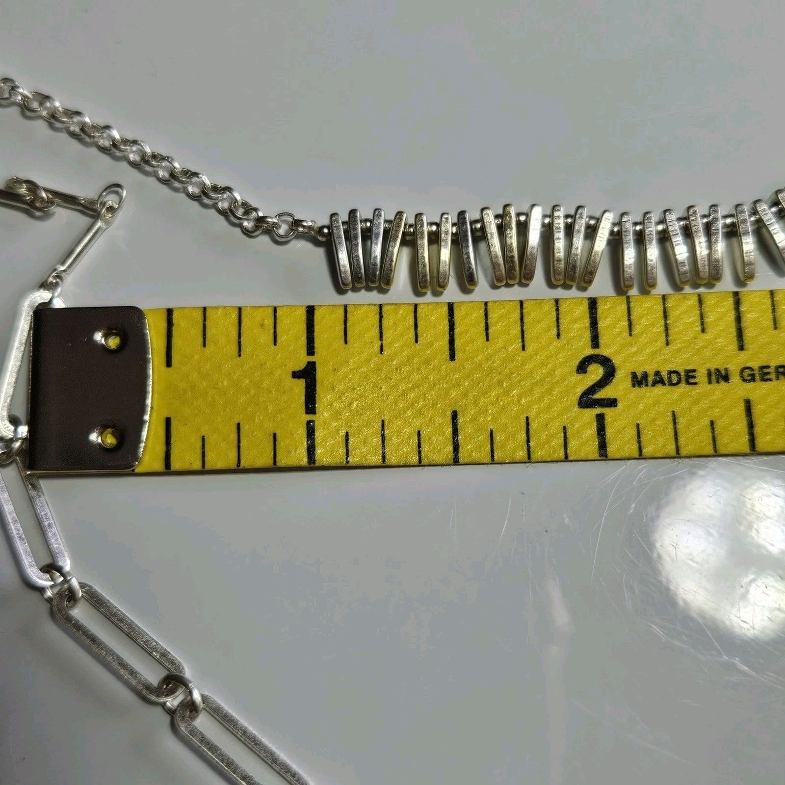 Silver Tone Long Short Layered Necklace 15/32 To 18/35″