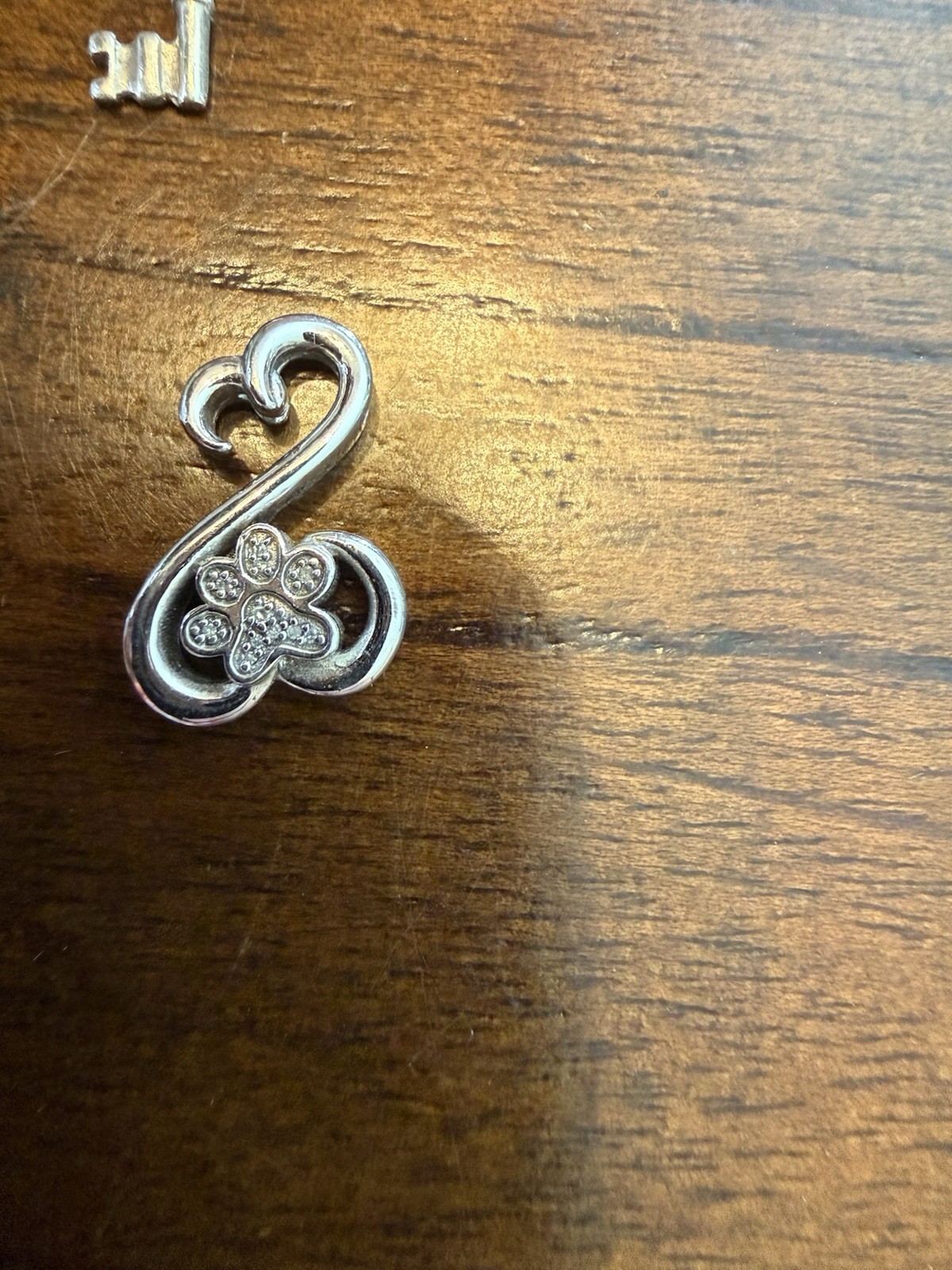 Silver Tone Clover Charm Pendant, Round White/Colorless Crystal Cluster