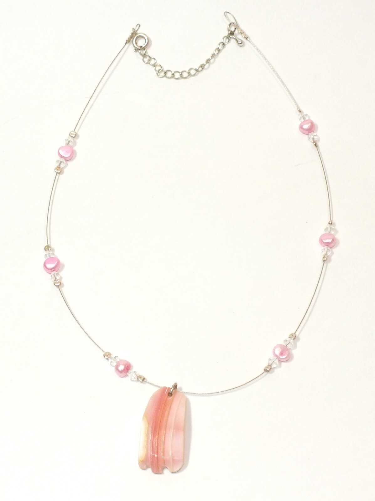 Conch Shell Pendant Necklace Pink Pearls Bahamas Souvenir Vacation Jewelry J40