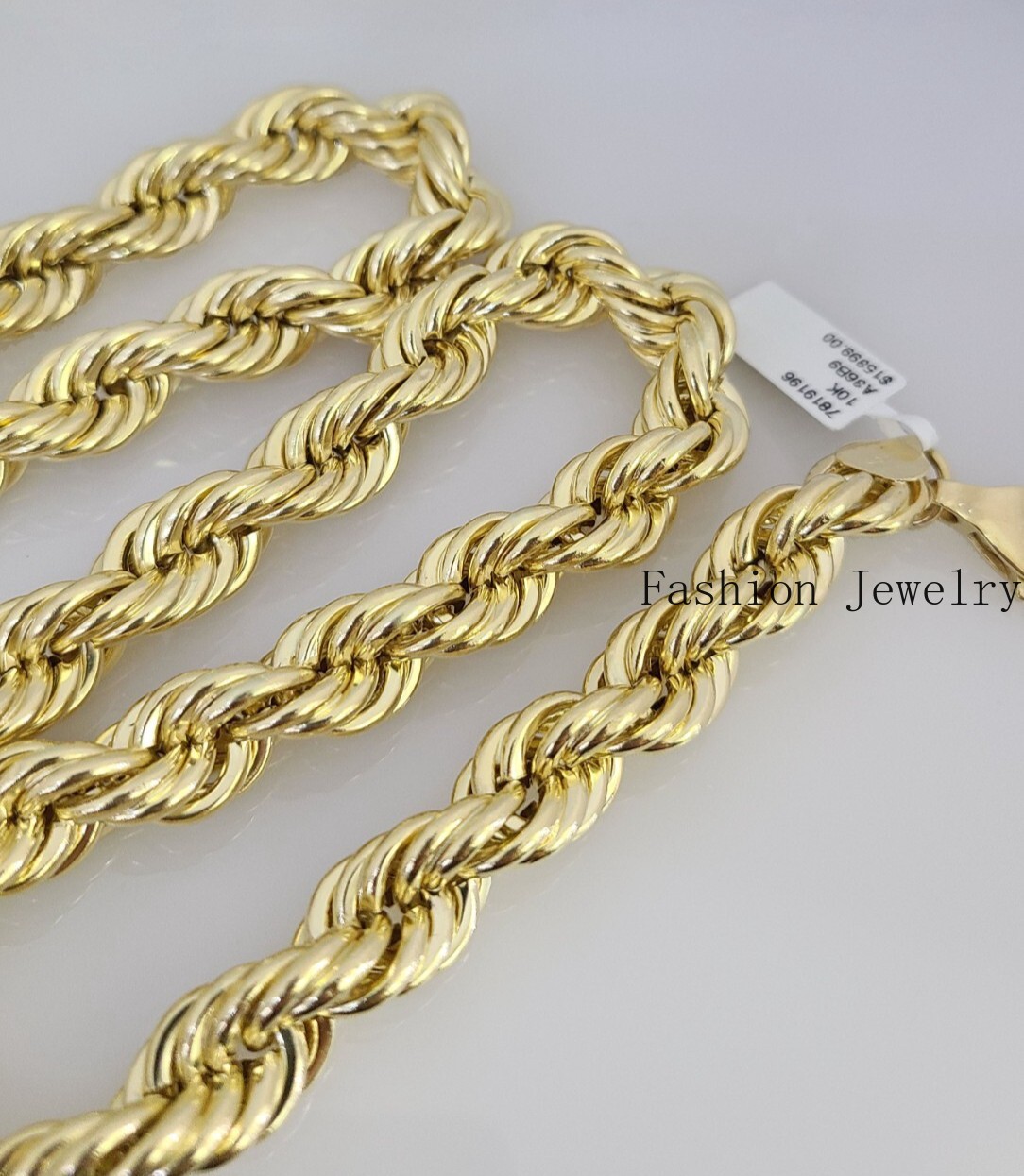 Mens 10k Yellow Gold Necklace Rope Chain 12mm Thick 24 Inch / Real 10kt Gold