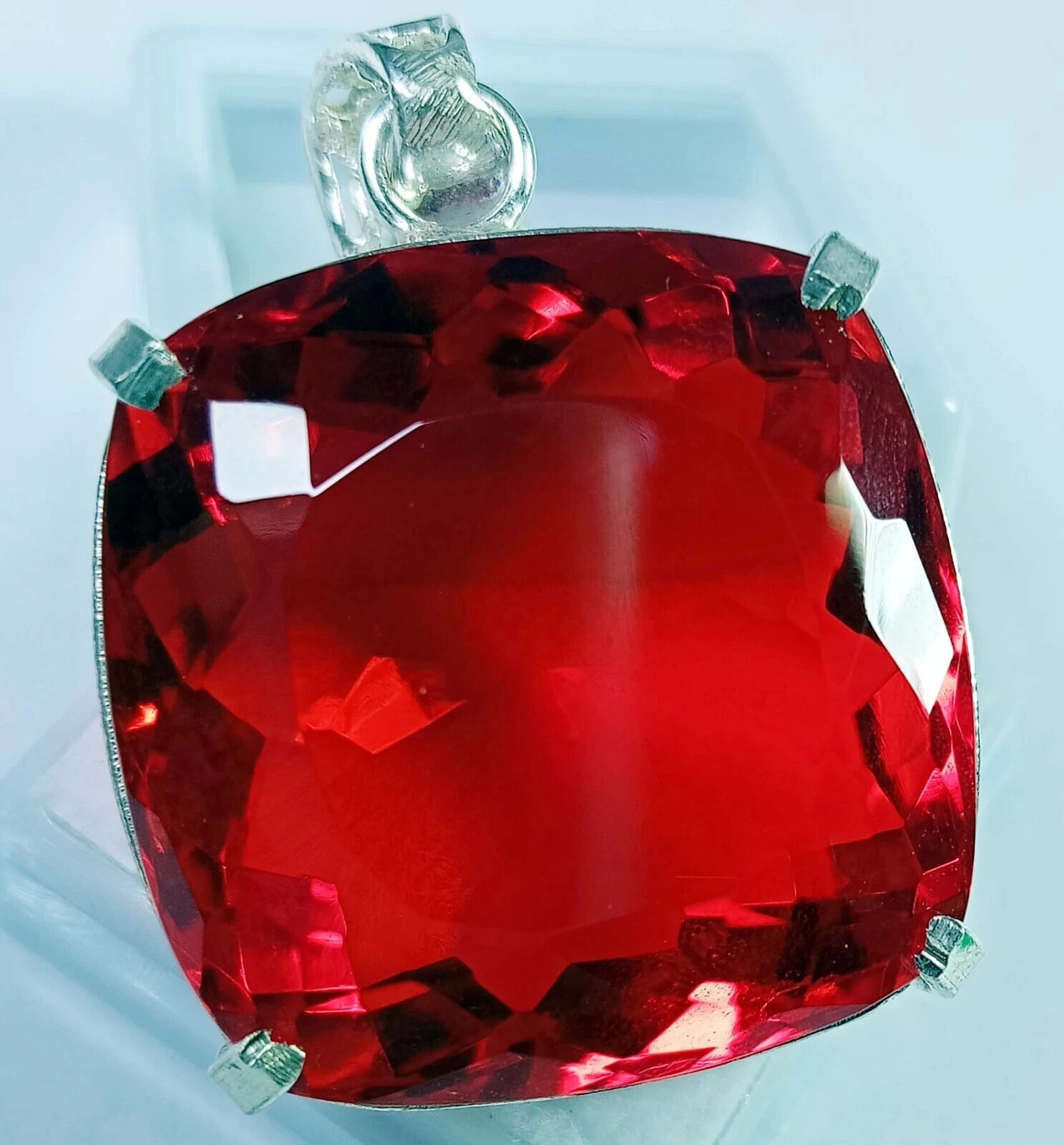 95-96 Ct Red Topaz Pendant Certified Cushion Cut Natural Loose Gemstone PD024