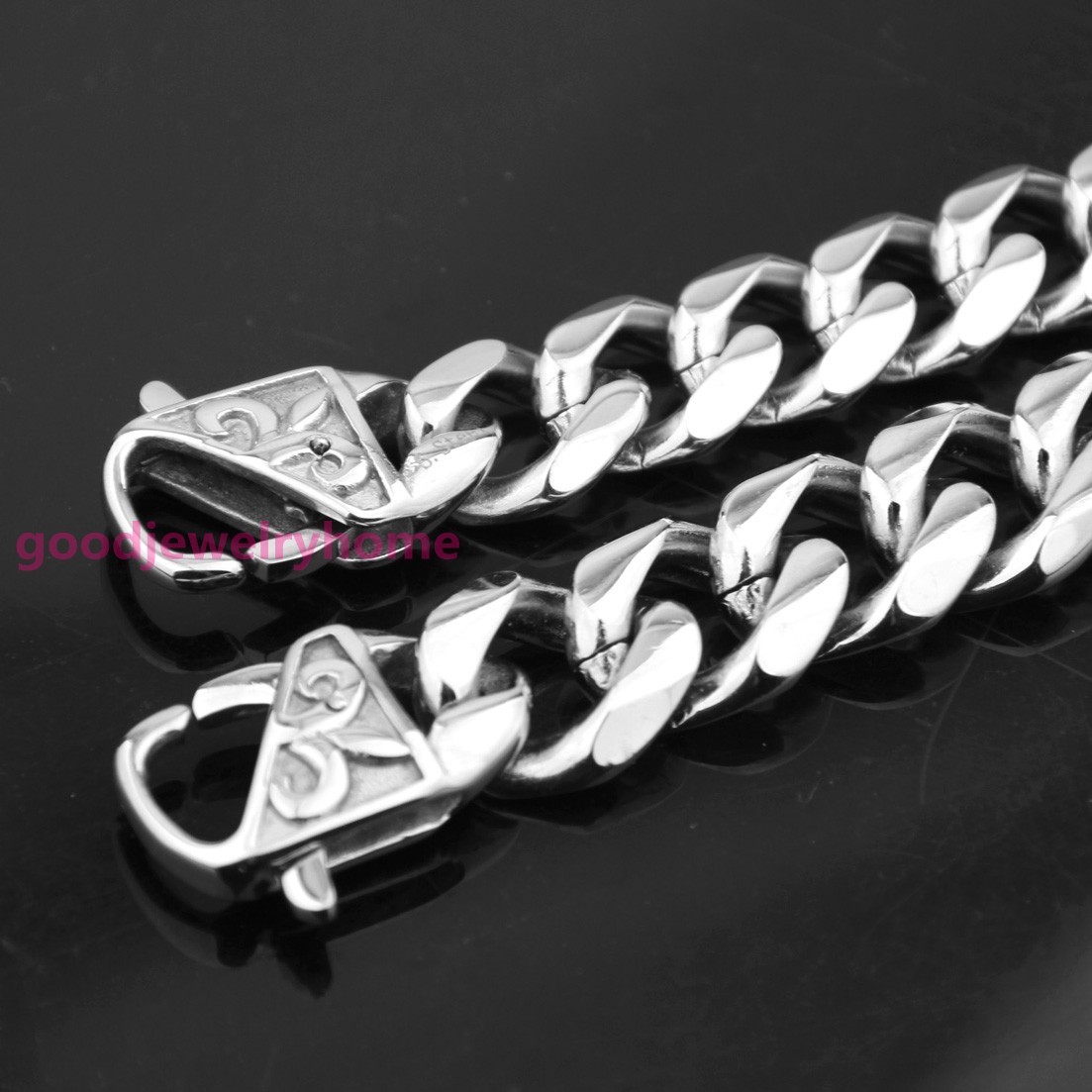 Hot 12/15/17mm Stainless Steel Silver Cool Mens Curb Cuban Chain Necklace 7-40″