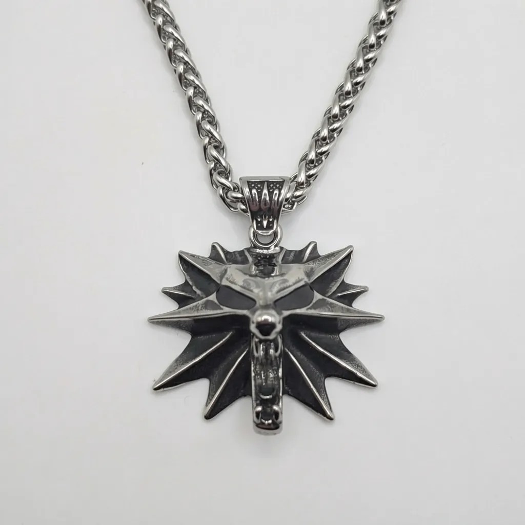 Witcher Necklace Medallion – Wolf School Witcher’s Cosplay 60cm Chain Pendant