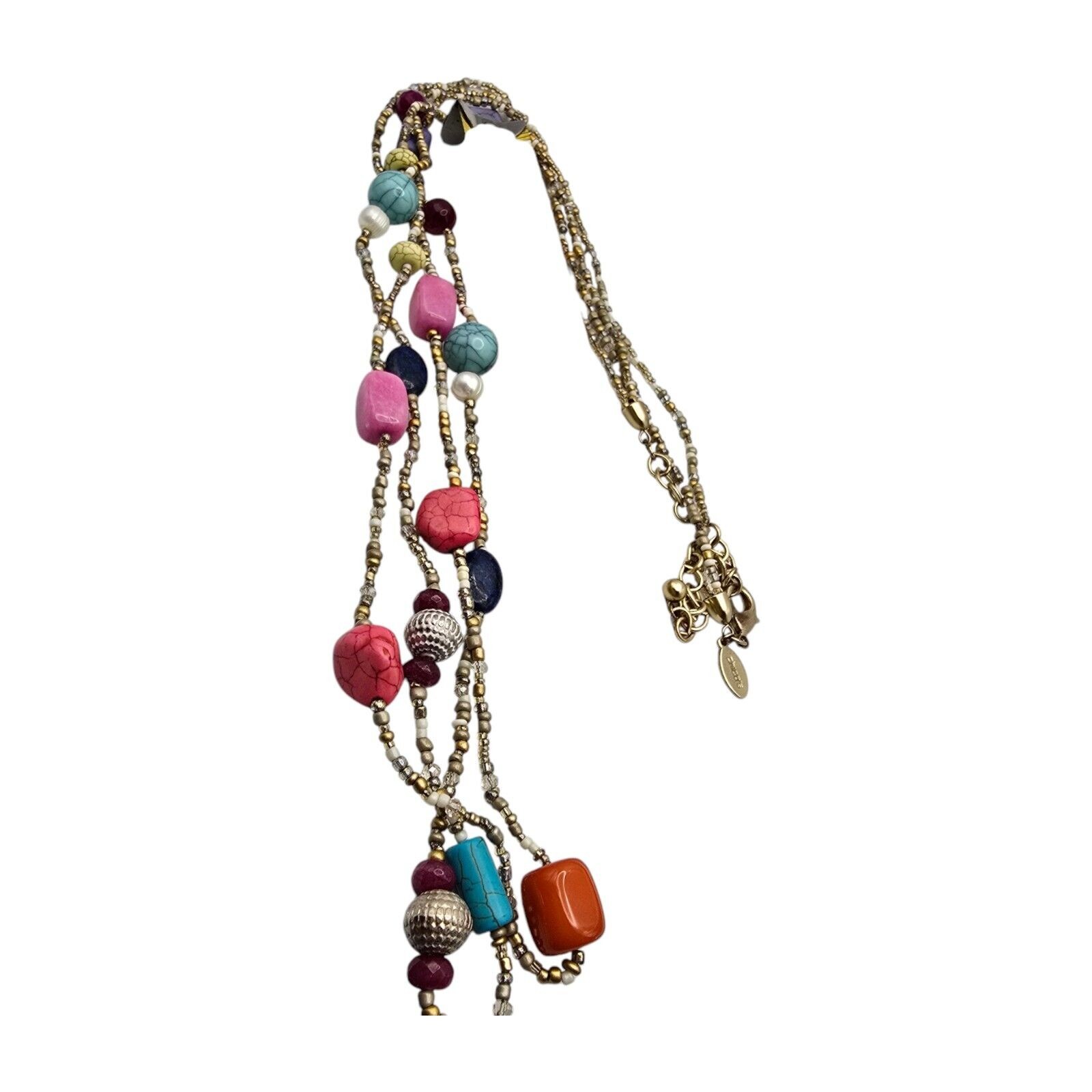 Chicos Necklace Chico’s Multicolor Beads Various Shapes Bohemian Style 36″