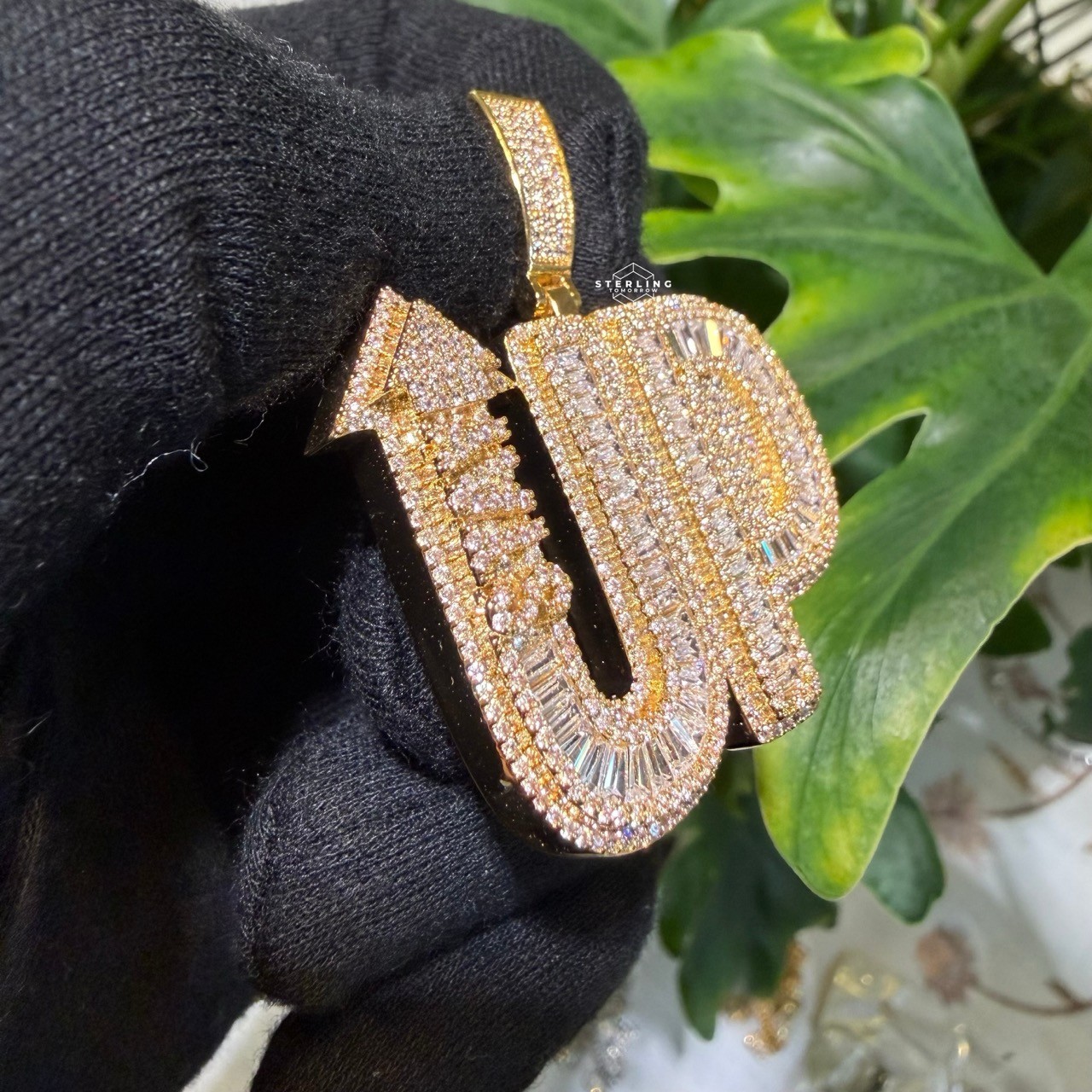 14k Gold Plated STAY UP Word Pendant Streetwear Bling AntiTarnish Rope Chain
