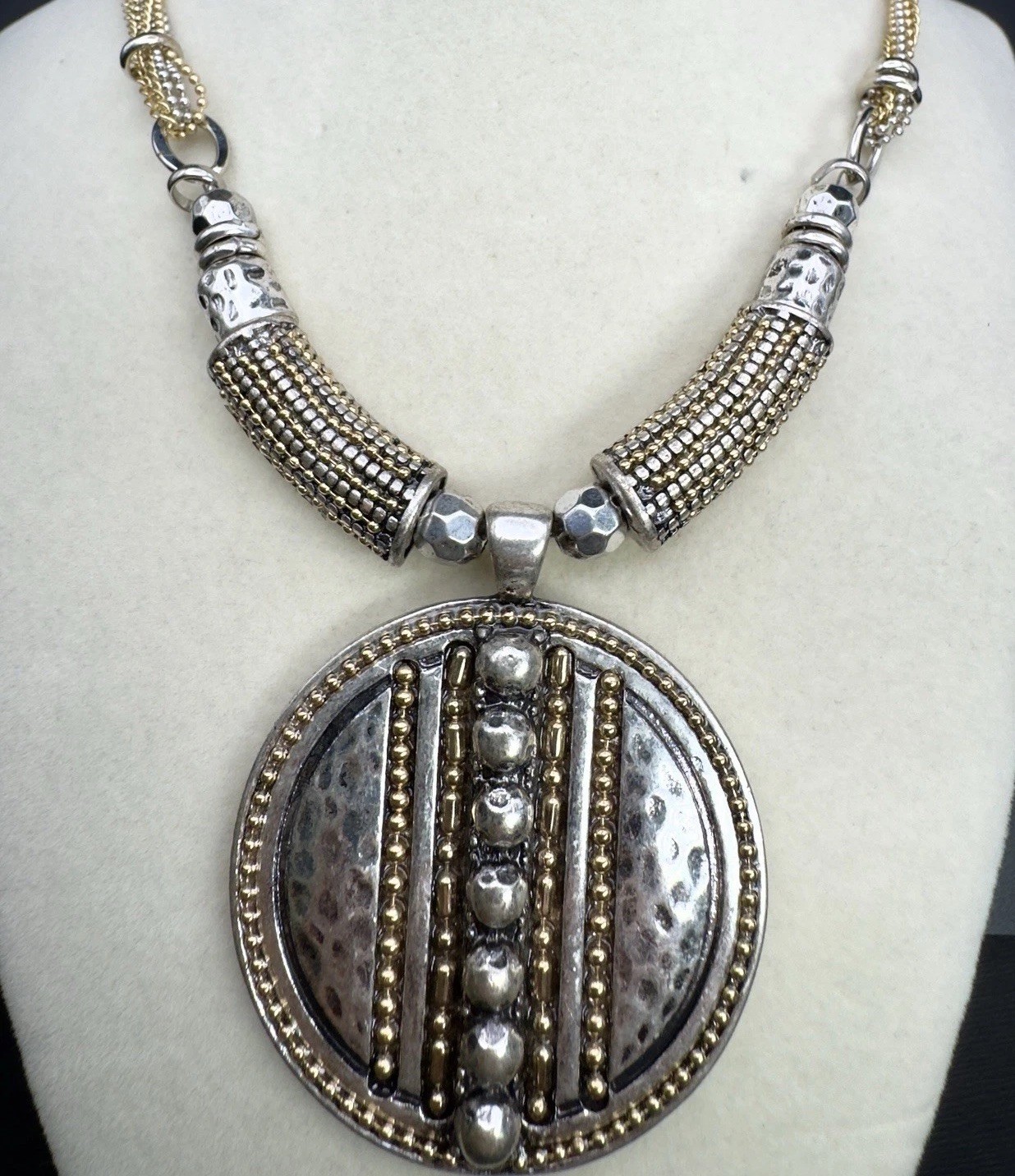 Ruby Rd Two Tone Multi Strand Reactive Pendant Necklace 24” Metal Glass