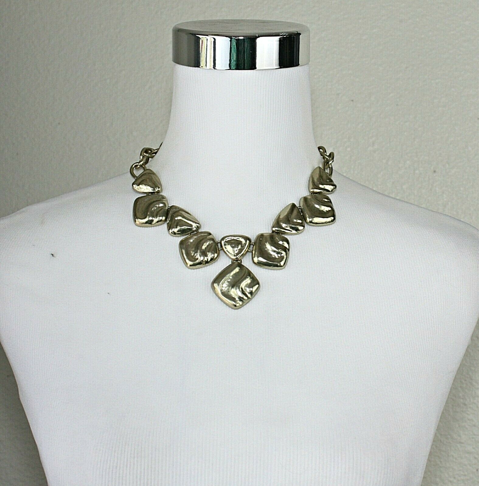 LIZ CLAIBORNE Rare Statement Necklace 18″ Gold Tone Chunky Chains Ornate Links