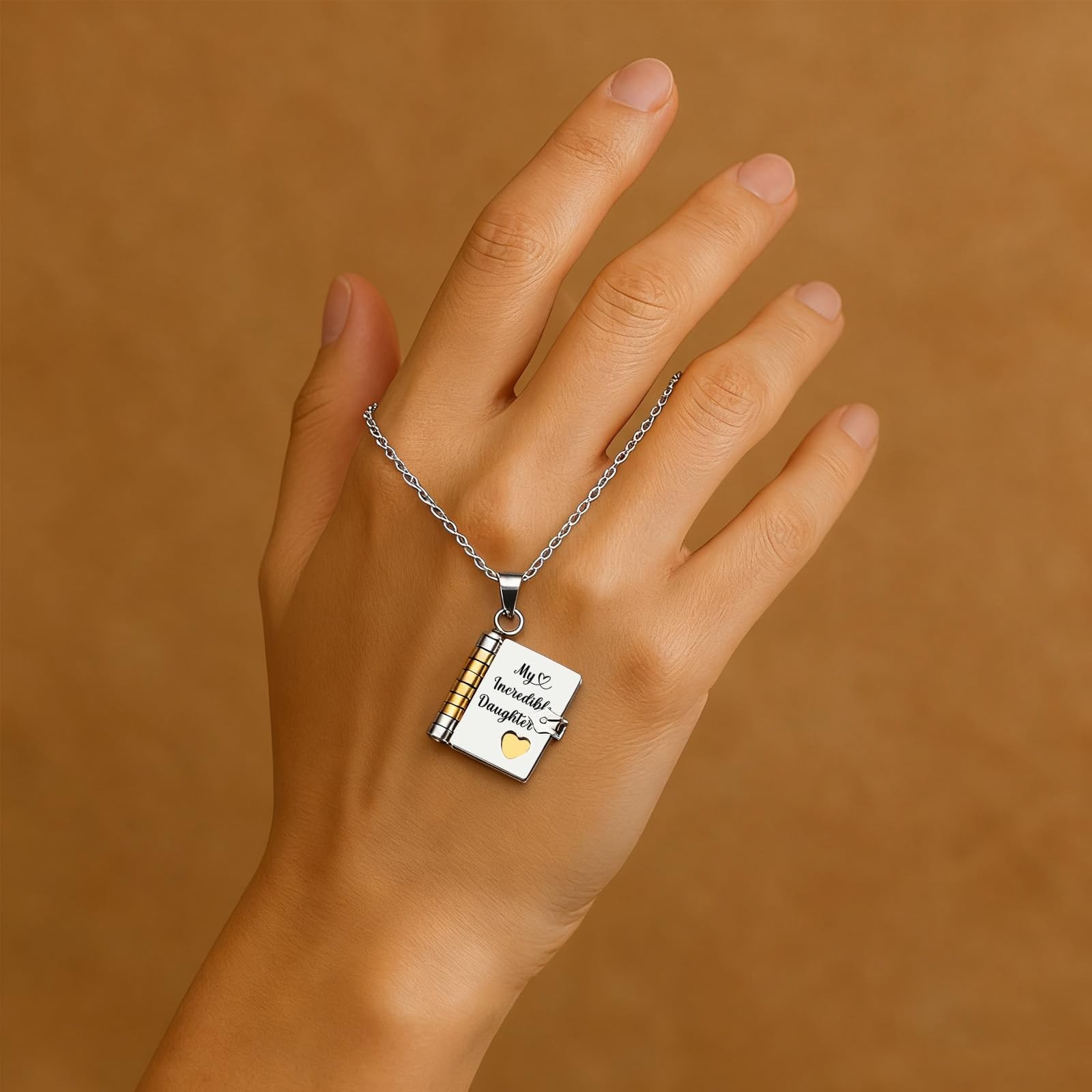 My Incredible Daughter Book Necklace Gifts for Daughter from Mom Dad Engraved…