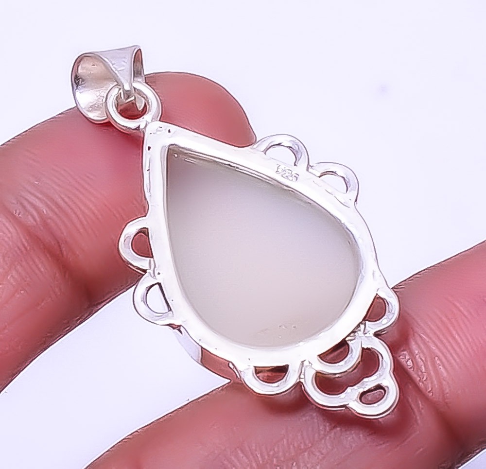 Natural Chalcedony – Brazil Gemstone 925 Silver Plated Pendant 1.76″ P1757-35