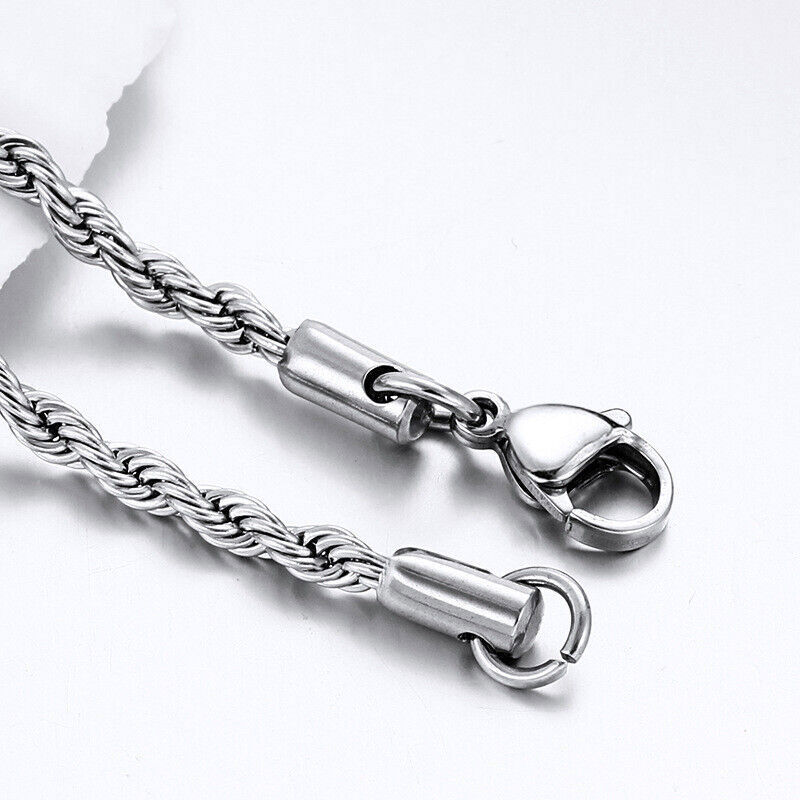 2/2.5/3/4/5/6/7mm 316L Stainless Steel Women Men Rope Chains Necklaces 18-32”