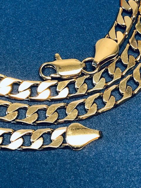 24K GOLD PLATED 24″ FLAT CURB LINK CHAIN 6MM