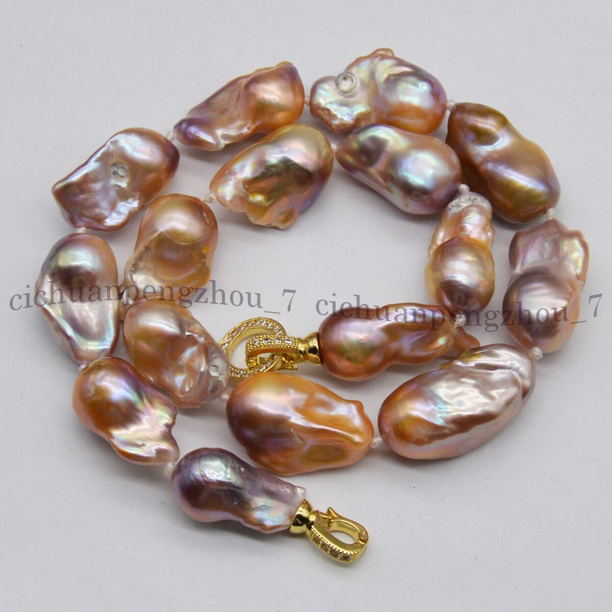 Huge 15-25mm Natural Pink Purple South Sea Keshi Baroque Pearl Necklace 18”
