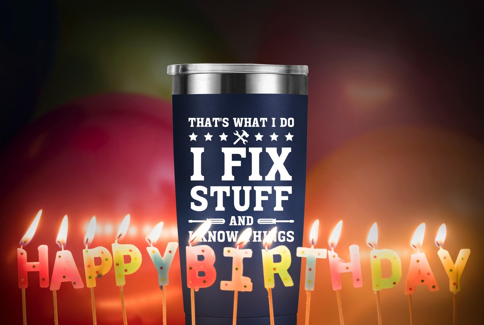 MASGALACC Funny Gifts for Men – 20oz Navy Blue Insulated Tumbler, Birthday