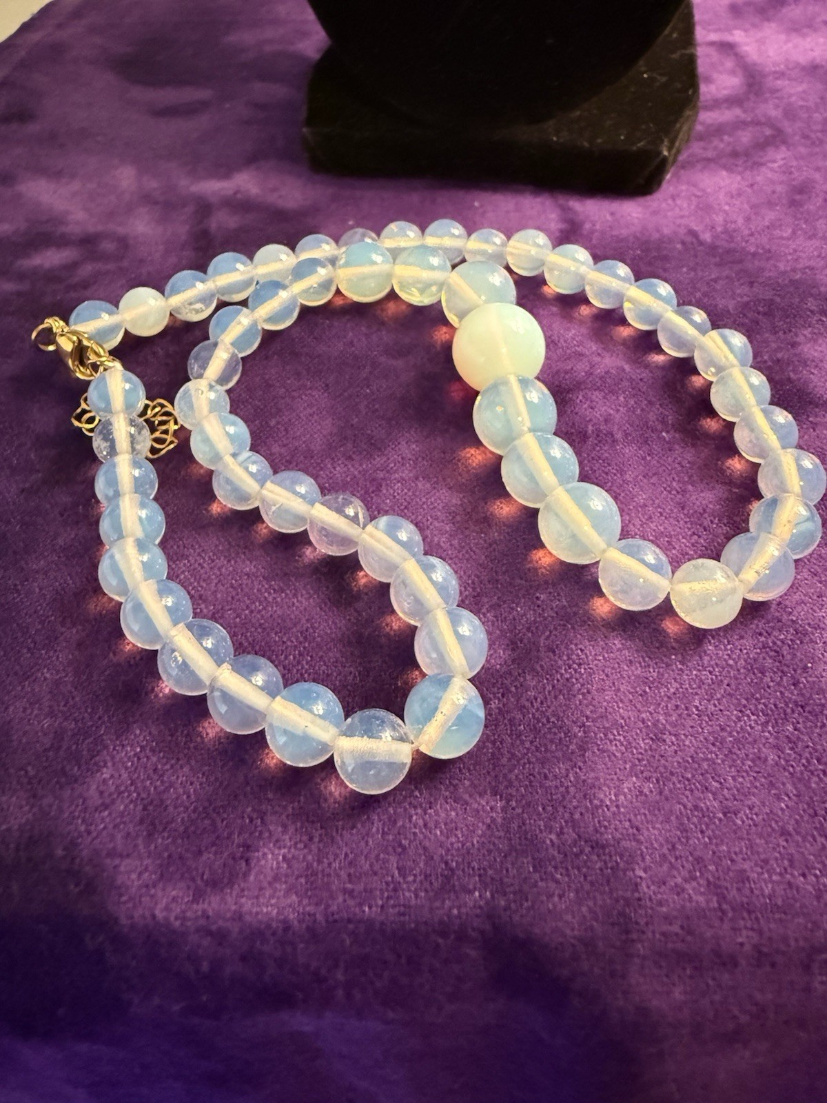 Opalite Beaded Graduation Necklace , 18-20 In. ION Plated Stain. Steel, 200 Ctw