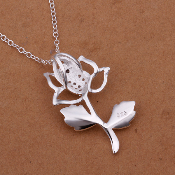 Chic 925 Sterling Silver Filled Flora CZ Pendant Woman Necklace N-A577 Gift